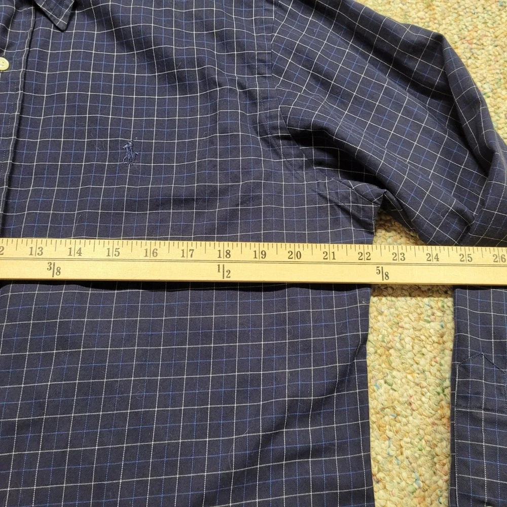 Polo Ralph Lauren Lowell Sport Shirt Mens‎ Medium Blue Grid Check Cotton Pony